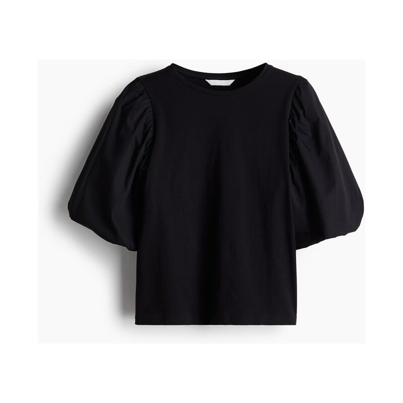 H&M - Tops balonovým rukávem - černá 108136872