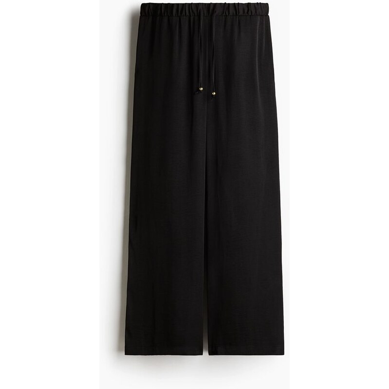 H&M - Široké kalhoty se stahovací šňůrkou - Černá
