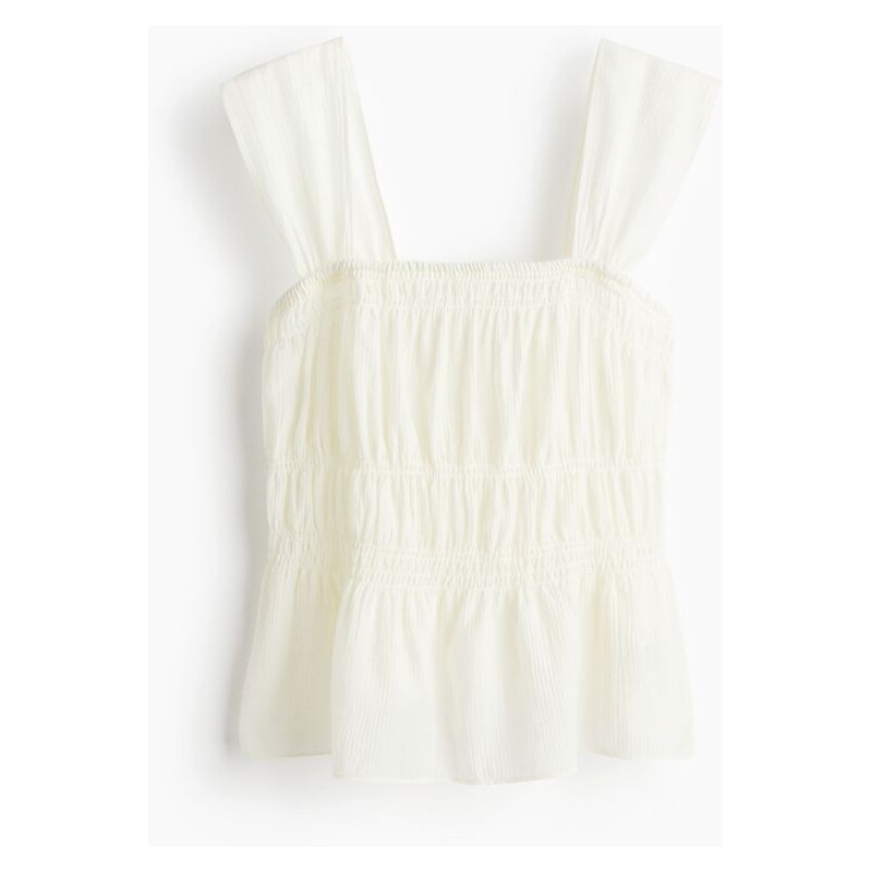 H&M - Řasený top - Krémová