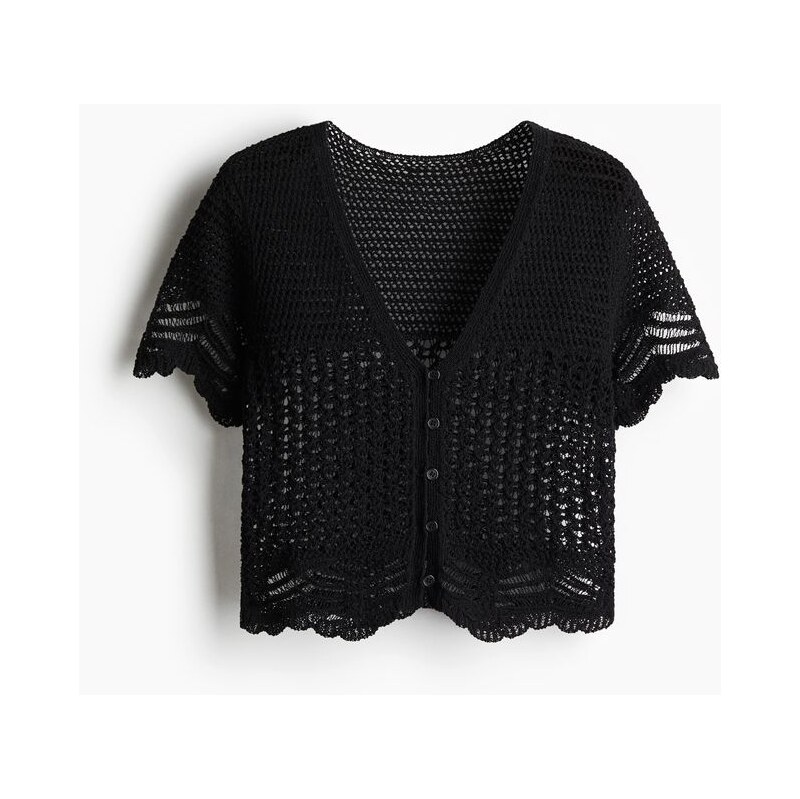 H&M - Plážový top háčkovaný vzhled - Černá