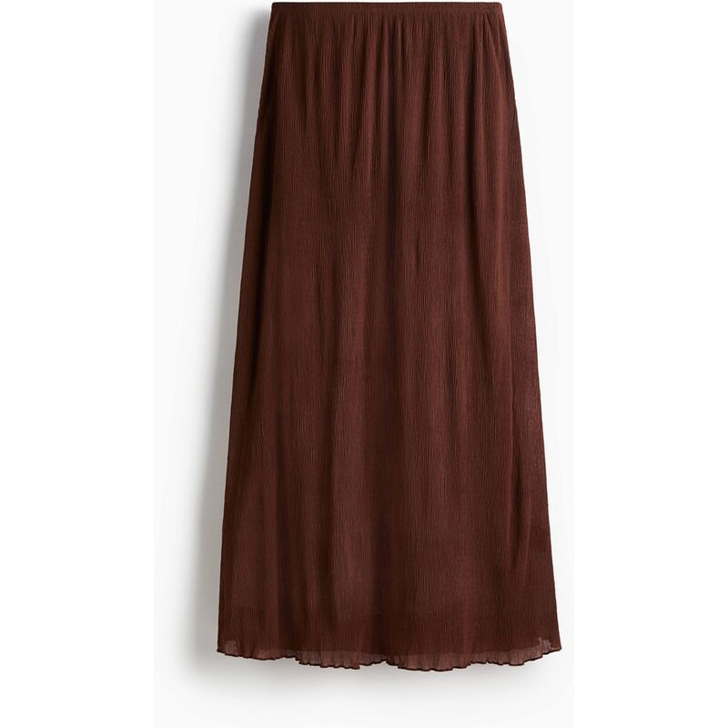 H&M - Maxisukně z plisé - Tmavě Hnědá