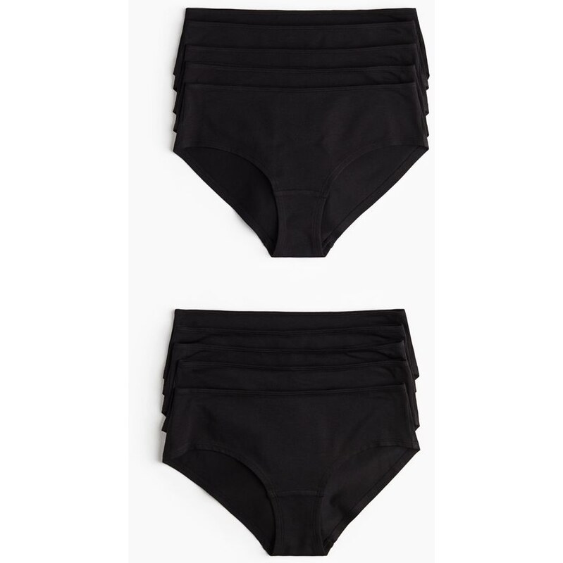 H&M - Bavlněné kalhotky hipster 10 kusů - Černá