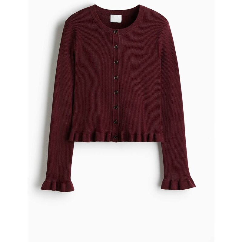 H&M - Propínací svetřík z žebrovaného úpletu - červená 108158134
