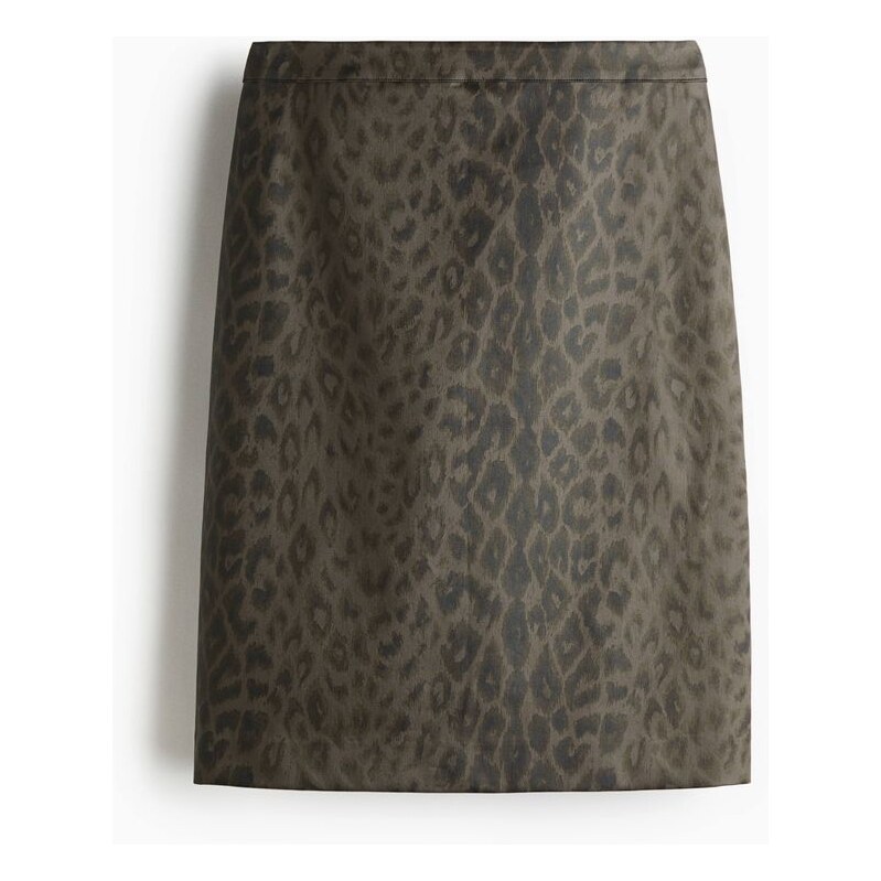 H&M - Pouzdrová sukně - Khaki Zelená/Leopardí Potisk