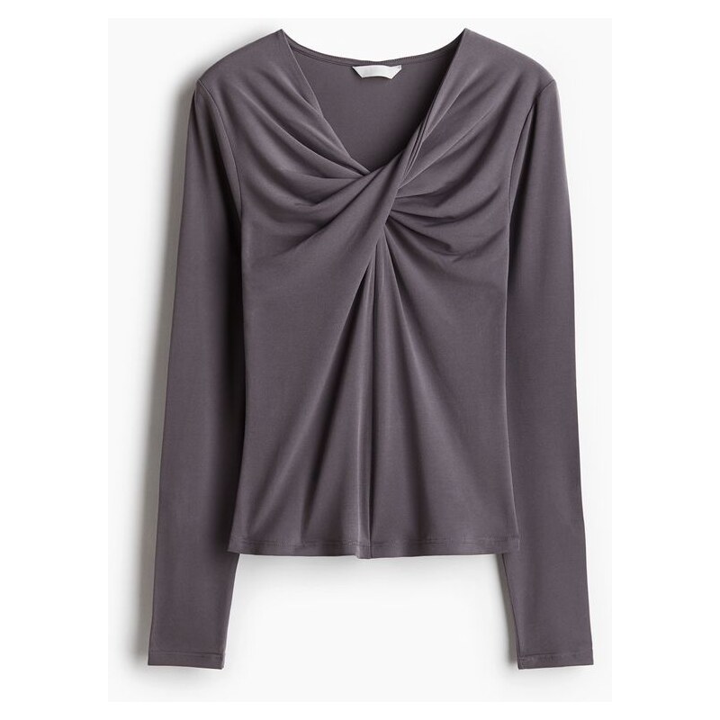 H&M - Top se stočeným detailem - Šedá