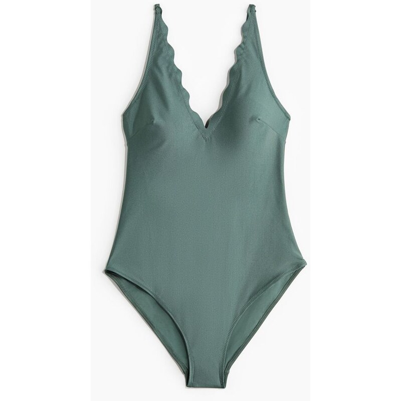 H&M - Jednodílné plavkys vyztuženými košíčky - Kouřově Zelená