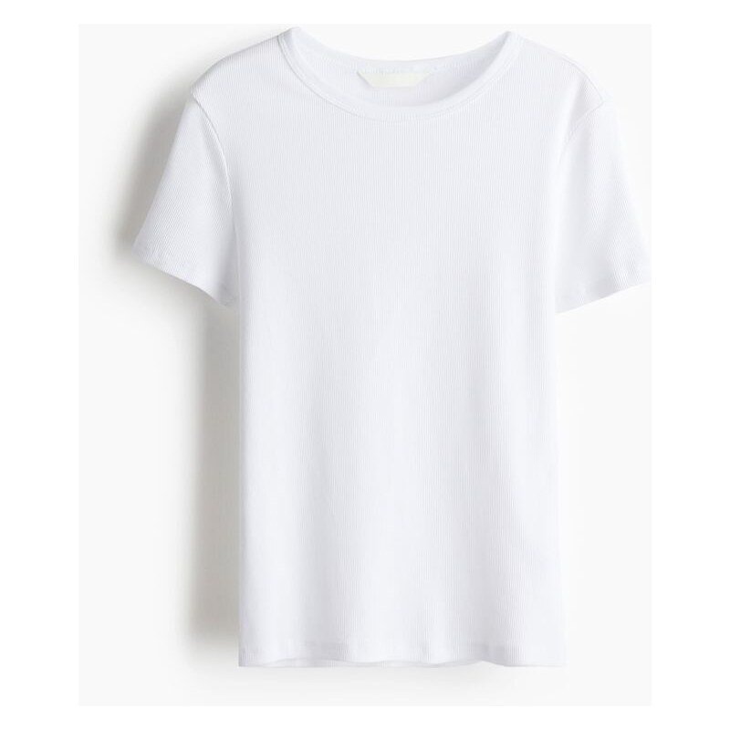 H&M - Žebrované tričko - Bílá
