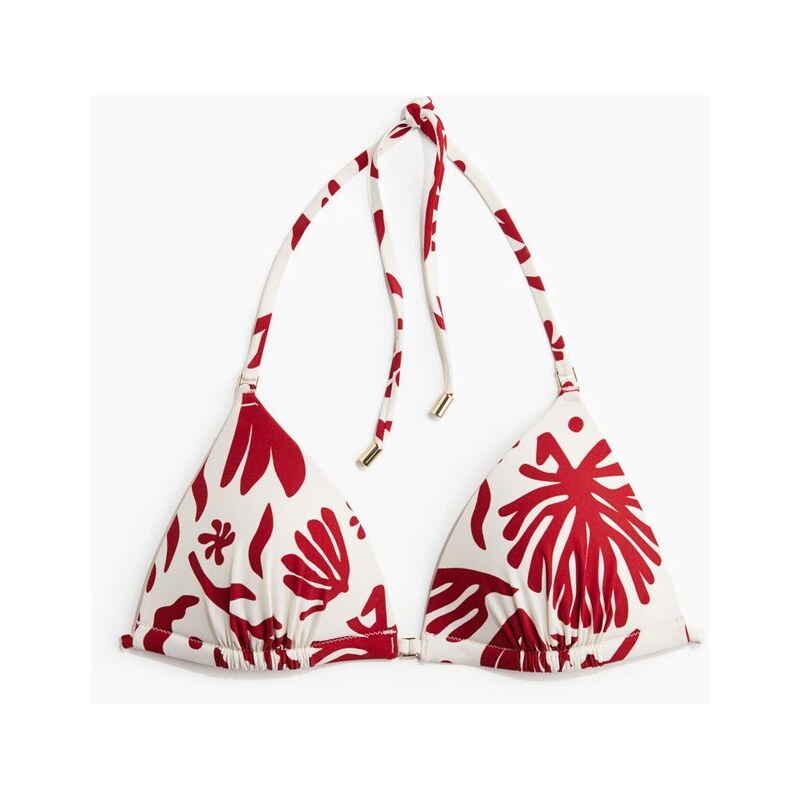 H&M - Bikinová push-upkas trojúhelníkovými košíčky - Bílá/Tmavě