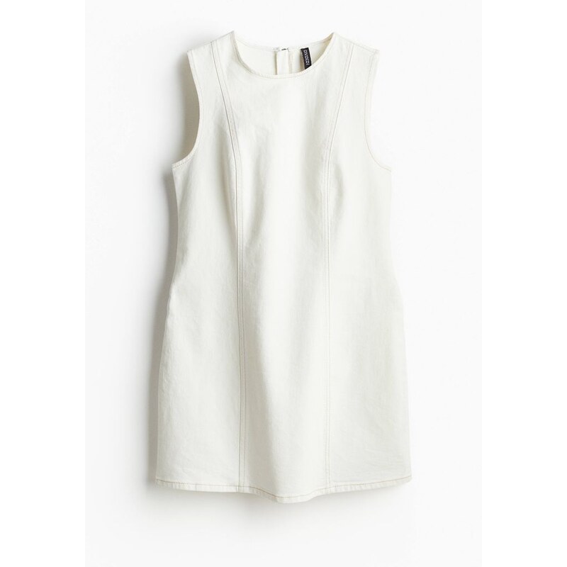 H&M - Keprové šaty áčkového střihu - Krémová