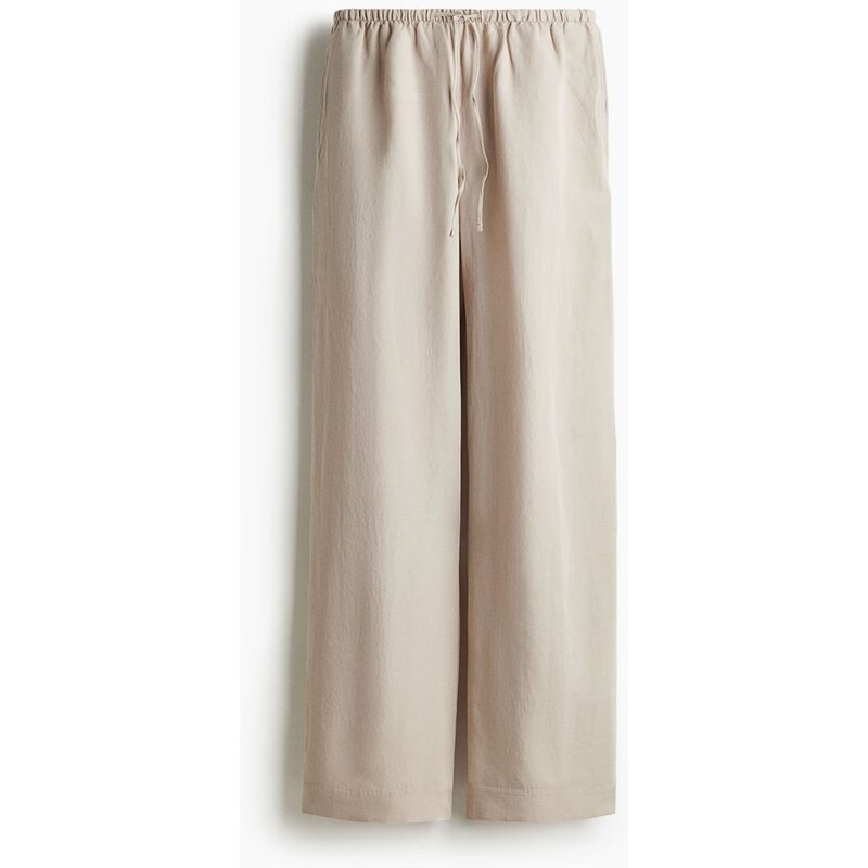 H&M - Rovné kalhoty ze lněné směsi - hnědá 108137897