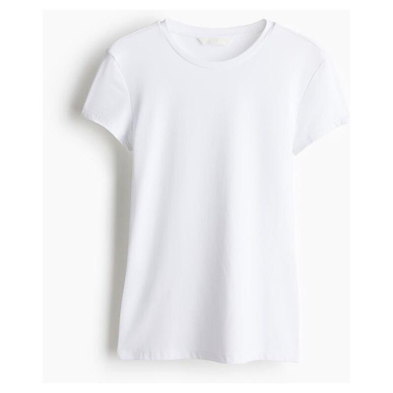 H&M - Přiléhavé tričko z mikrovlákna - bílá 108137913
