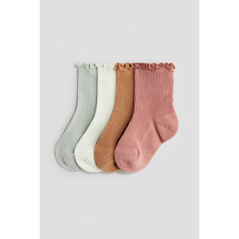 H&M - Ponožkys overlockem 4 páry - béžová 108137925