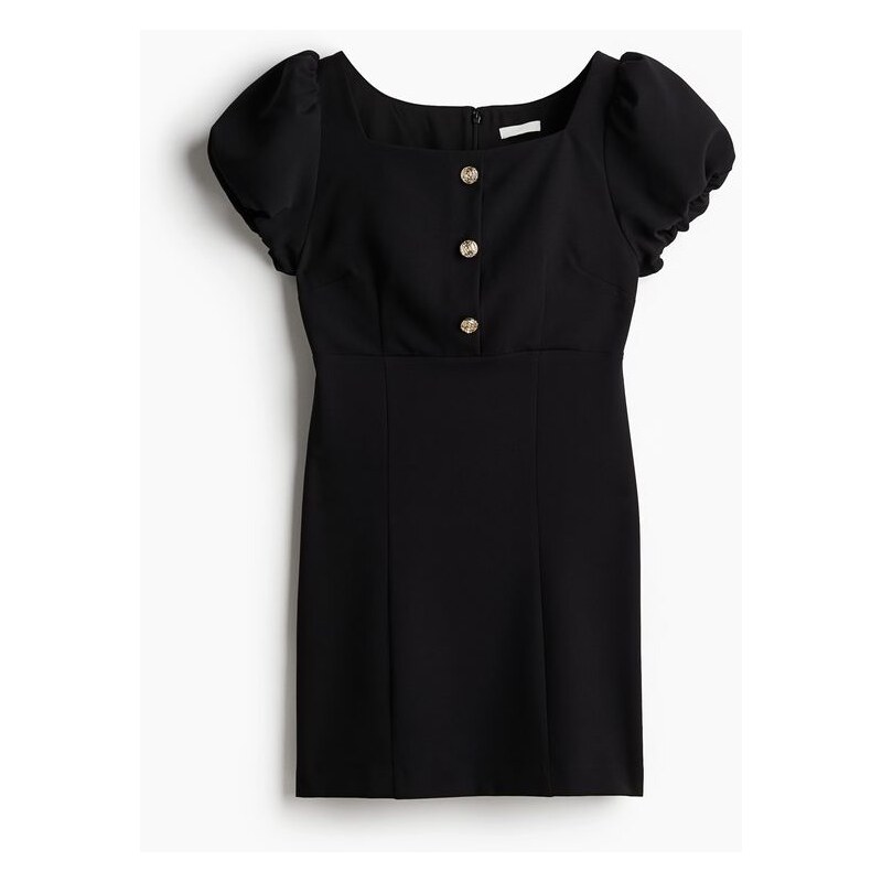 H&M - Šatys nabíranými rukávy - Černá