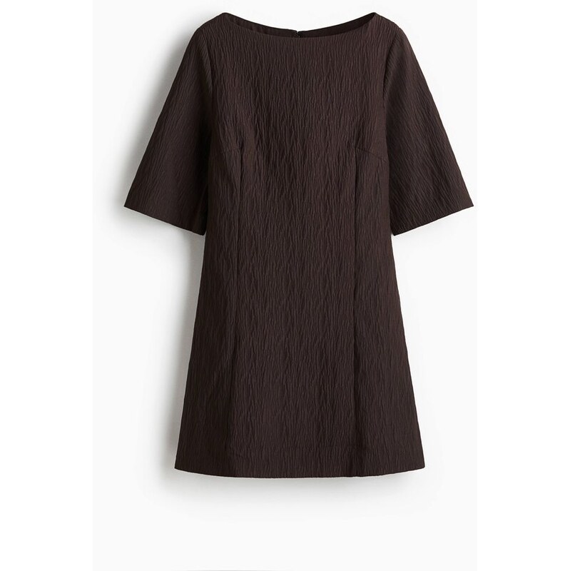 H&M - Šatys lodičkovým výstřihem - Tmavě Hnědá