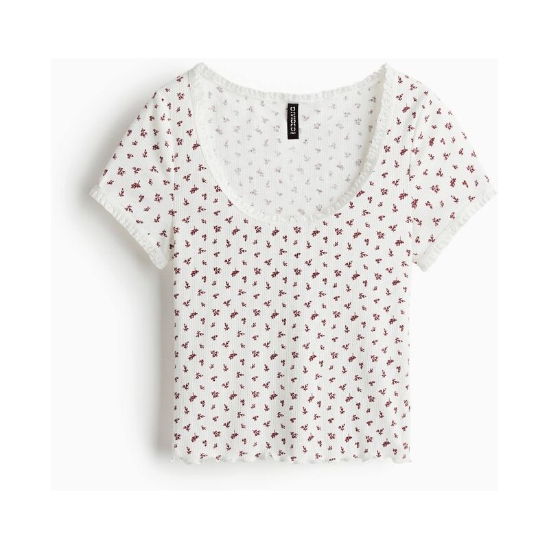 H&M - Tops krajkovým lemem - červená 108158472