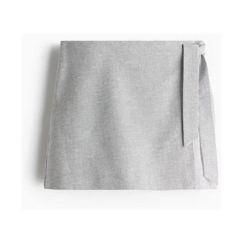 H&M - Šortková sukně z lněné směsi - Bílá/Proužky