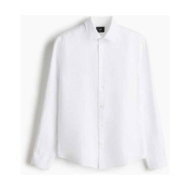 H&M - Lněná košile Slim Fit - Bílá