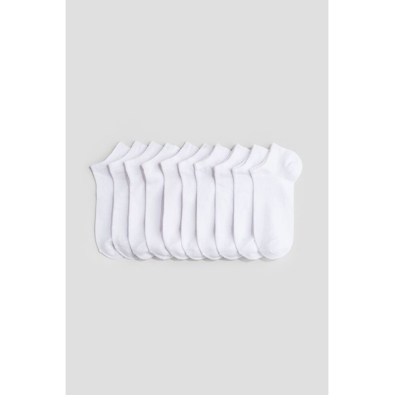 H&M - Kotníkové ponožky 10 párů - bílá 108138621