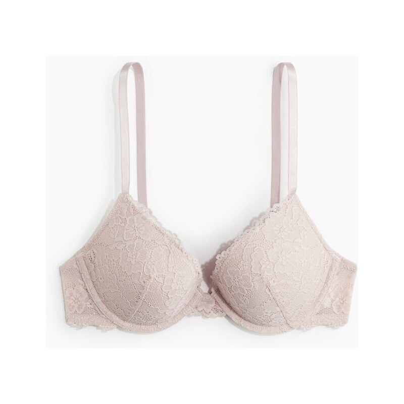 H&M - Krajková podprsenka push-up - růžová 108140226