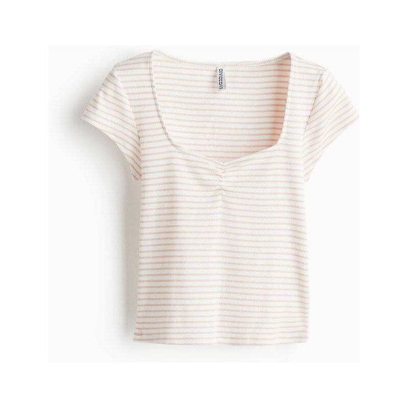 H&M - Žebrované tričko - bílá 108158716