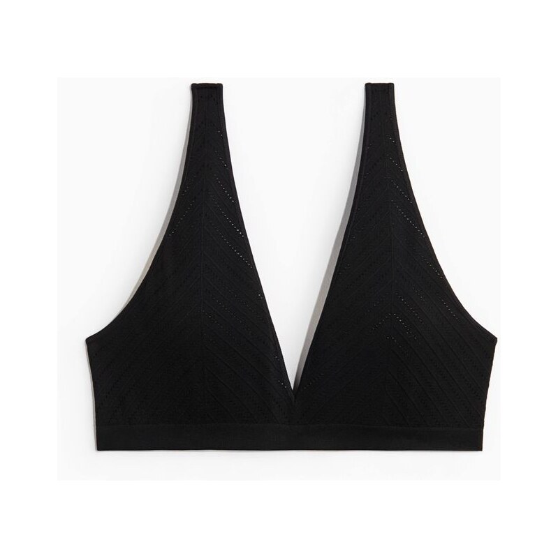 H&M - Bezešvá měkká ažurová podprsenka - černá 108158766