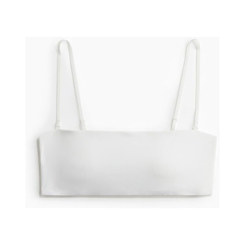 H&M - Vyztužená žerzejová podprsenka bandeau - bílá 108140784