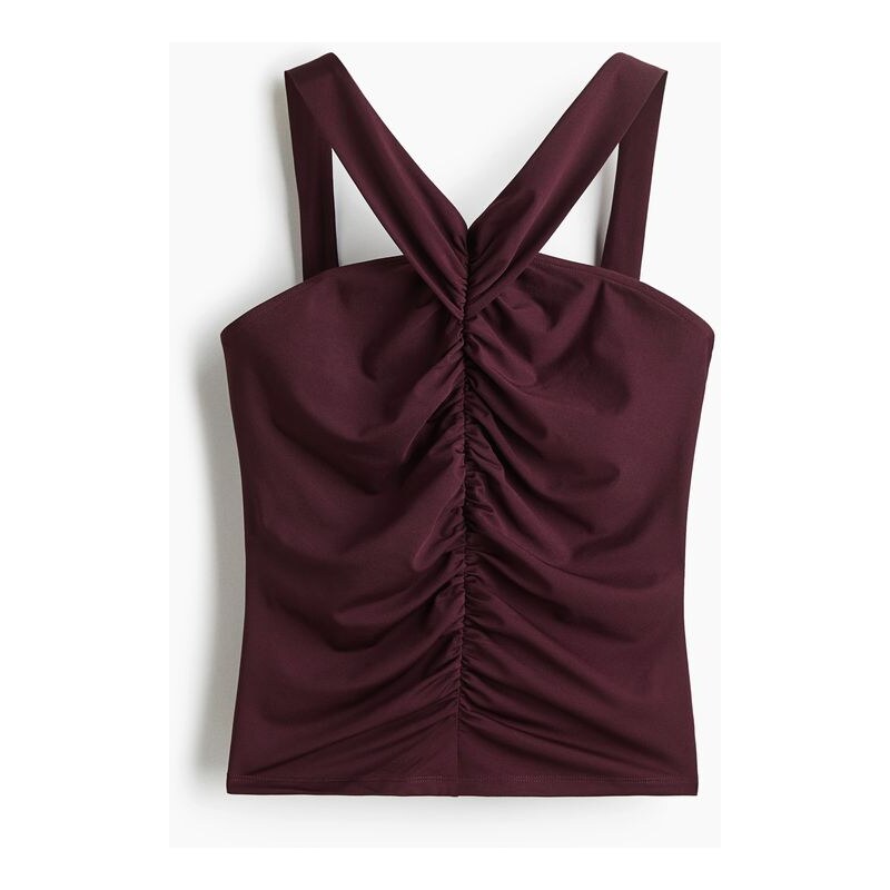 H&M - Nabíraný top - Vínová