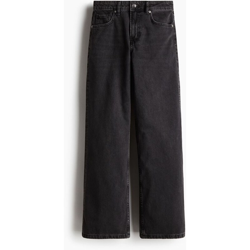 H&M - Wide High Jeans - Černá