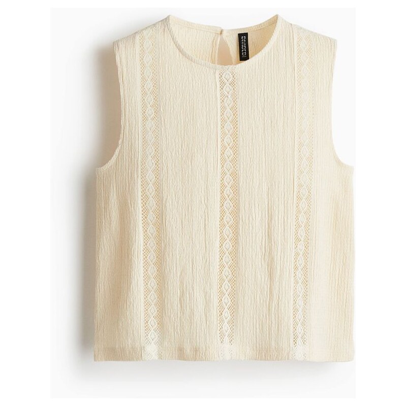 H&M - Halenka z mačkané látkys krajkou - bílá 108158868