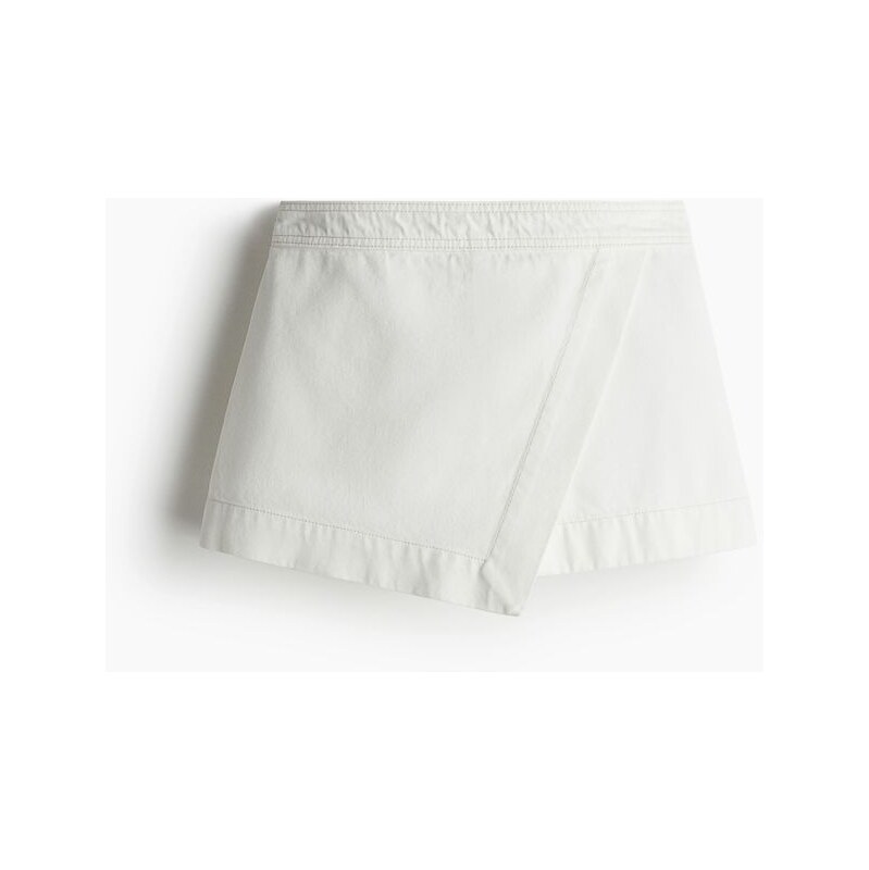 H&M - Džínová šortková sukně s křížením - White