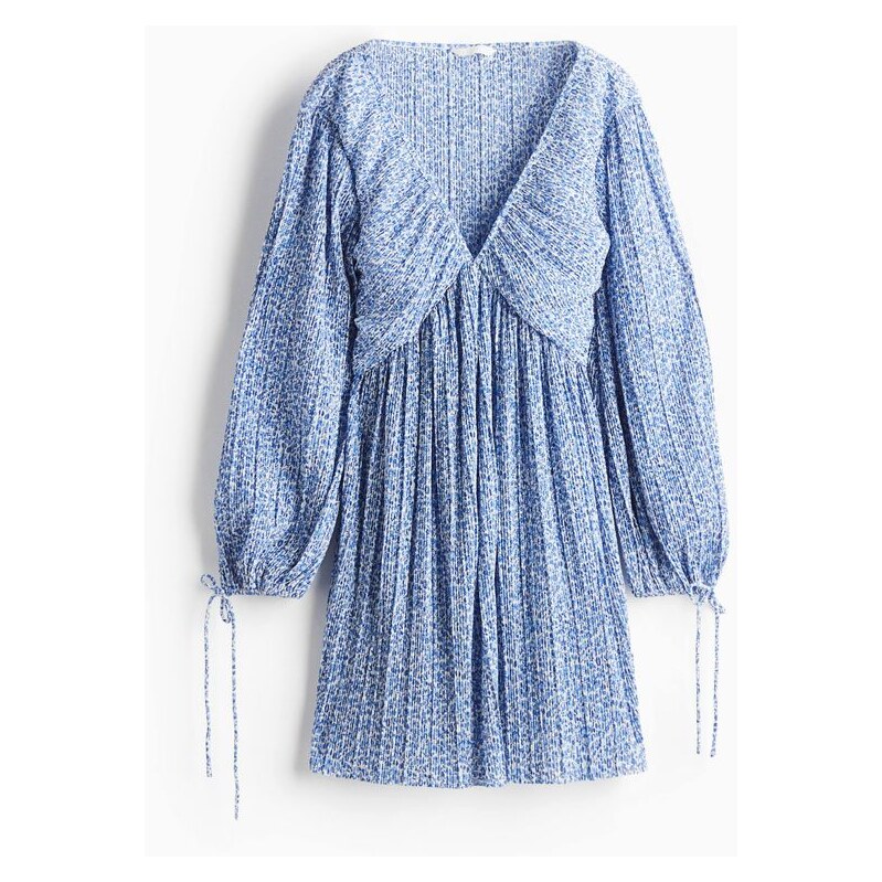 H&M - Šaty z plisé - Modrá/Květy