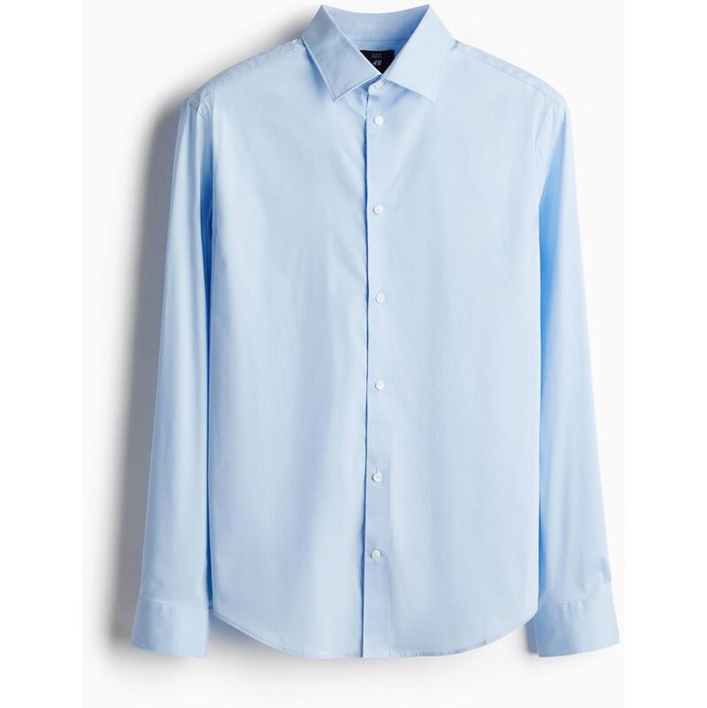 H&M - Košile Slim Fit Stretch - Bleděmodrá