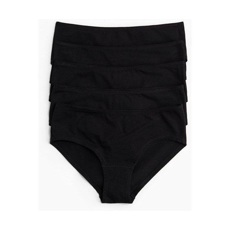 H&M - Bavlněné kalhotky hipster 5 kusů - Černá