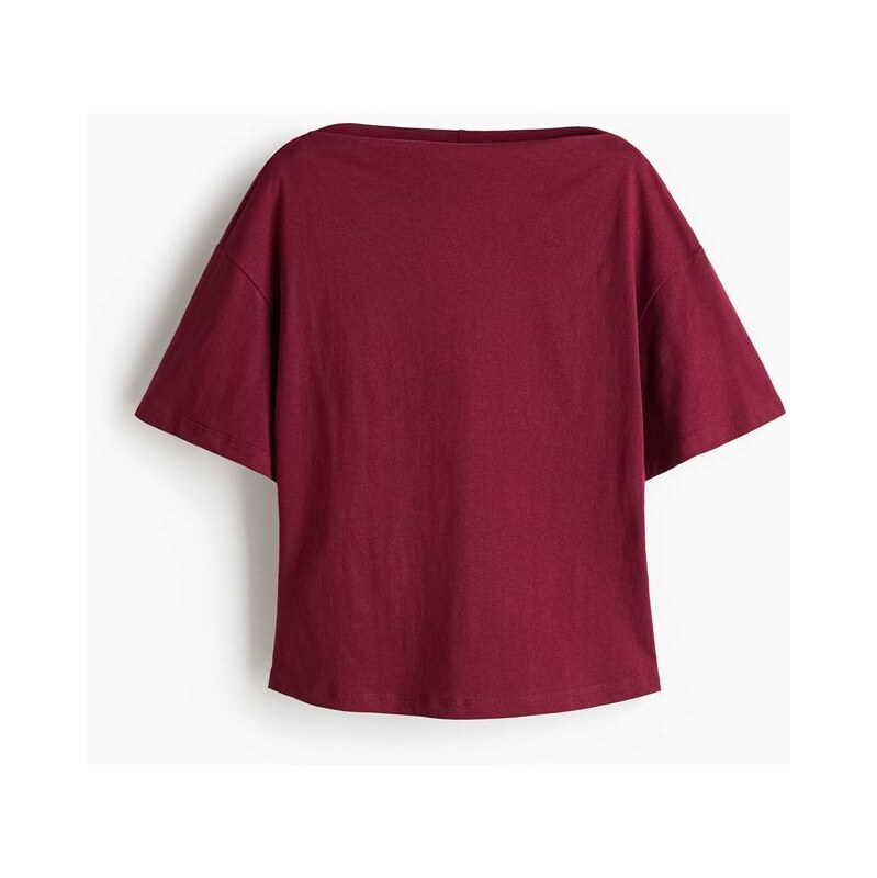 H&M - Bavlněný tops lodičkovým výstřihem - červená 108141324