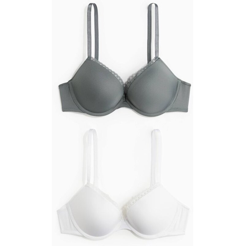 H&M - Push-upka z mikrovlákna 2 kusy - zelená 108128740