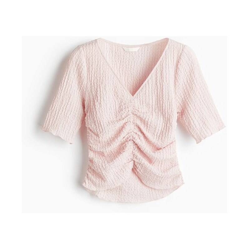 H&M - Textured draped top - Světle Růžová