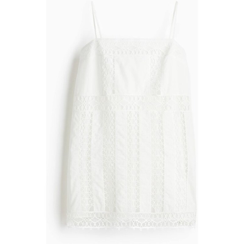 H&M - Šaty na ramínkas krajkovými vsadkami - bílá 108128969