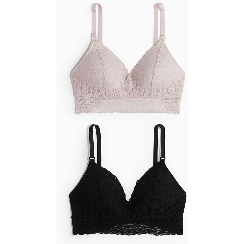 H&M - MAMA Vyztužená podprsenka na kojení 2 kusy - Černá/Tlumená