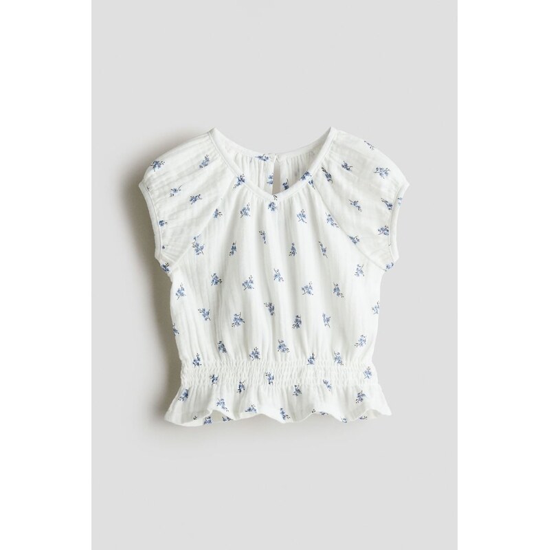H&M - Top z bavlněného mušelínu - White/Floral