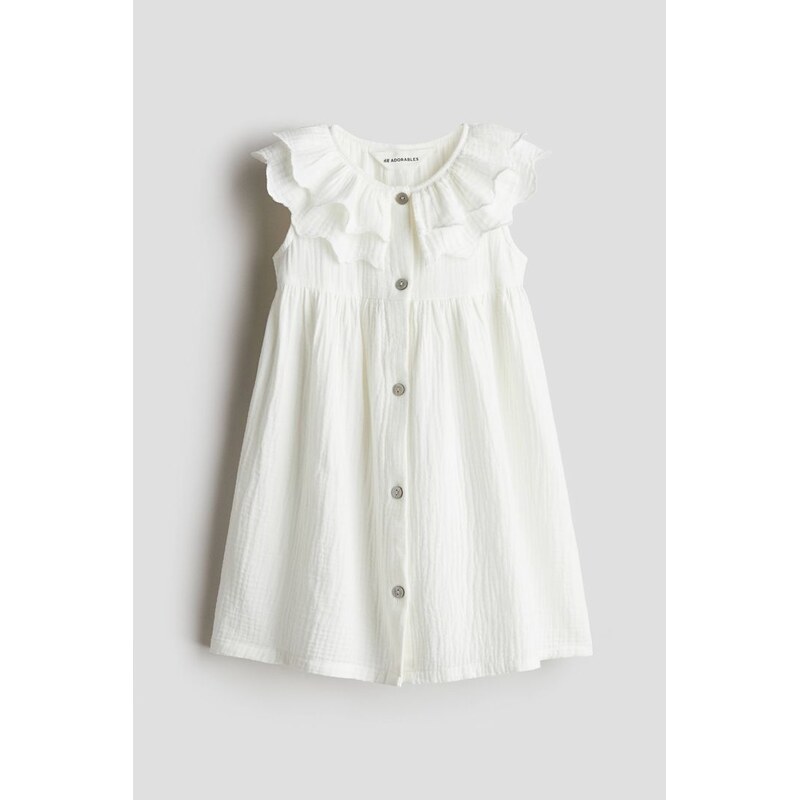 H&M - Bavlněné mušelínové šaty - Bílá