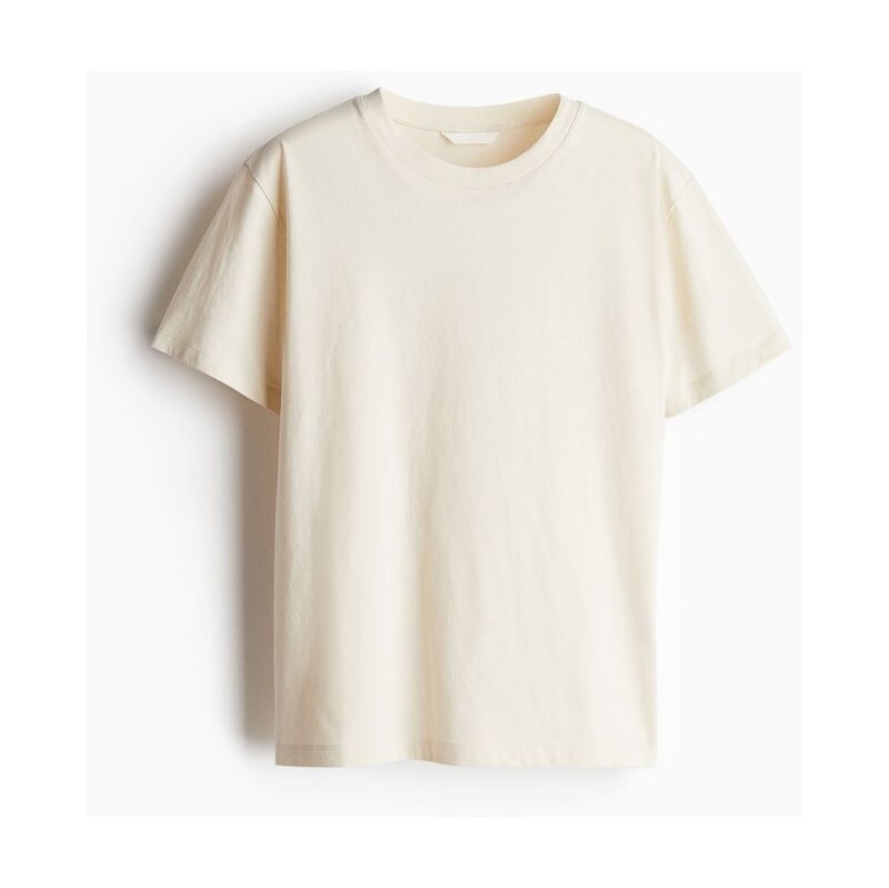 H&M - Bavlněné tričko - béžová 108141456