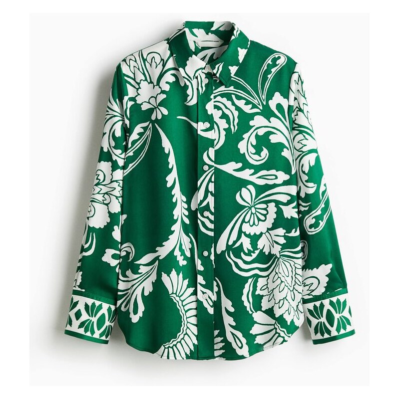 H&M - Vzorovaná košile - zelená 108159192