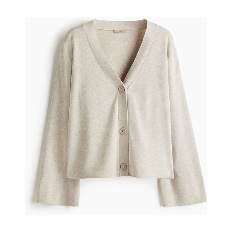 H&M - Propínací svetr z jemného úpletu - béžová 108159649