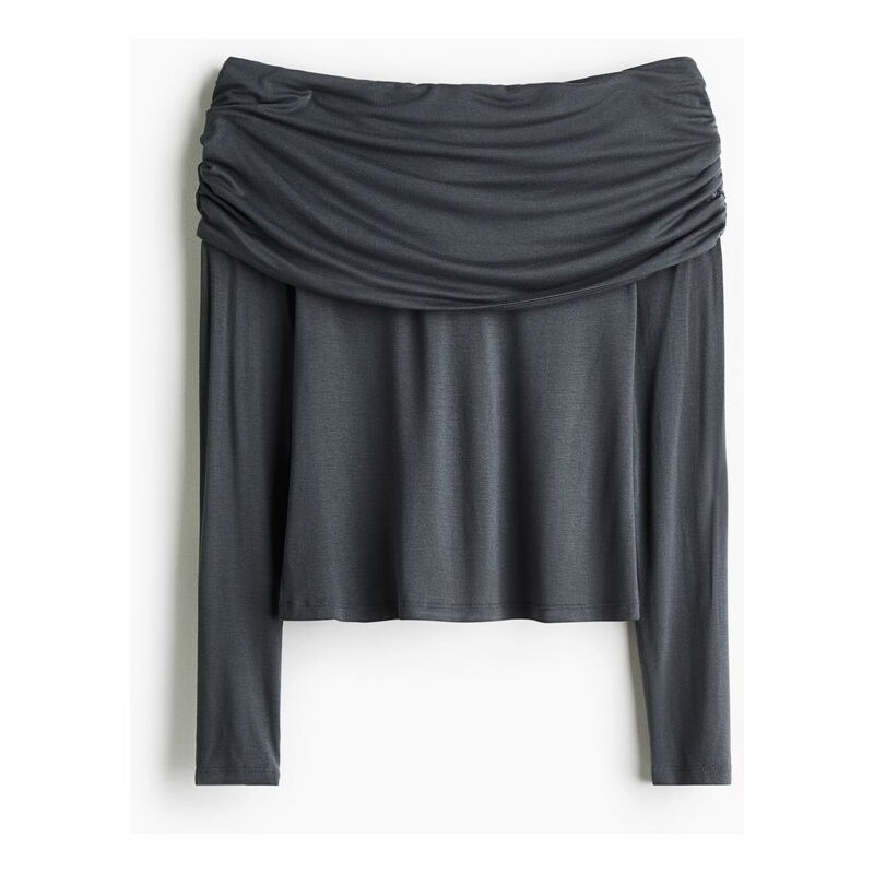 H&M - Top odhalující ramena - Tmavě Šedá
