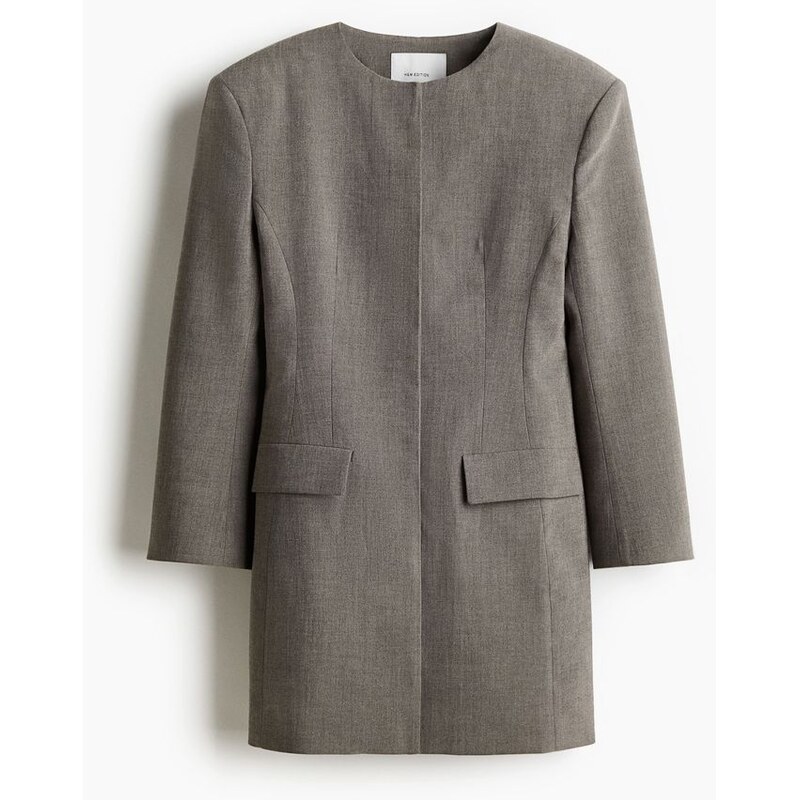 H&M - Šaty střižené jako sako - Šedý Melír