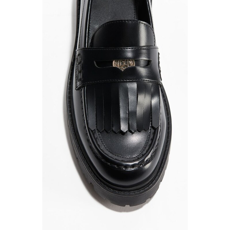 H&M - Mokasíny lemované třásněmi - černá 108159985