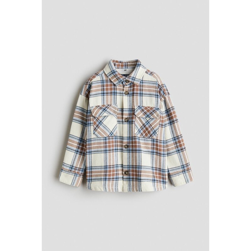 H&M - Oversized košile - Světle Hnědá/Kostka
