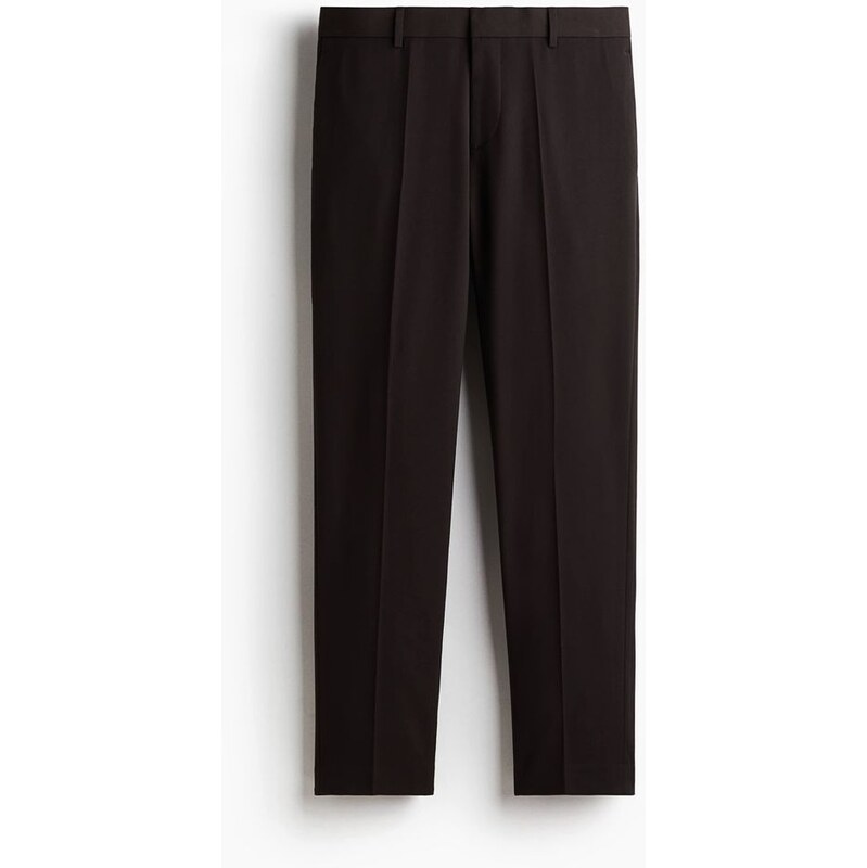 H&M - Společenské kalhoty Slim Fit - Tmavě Hnědá
