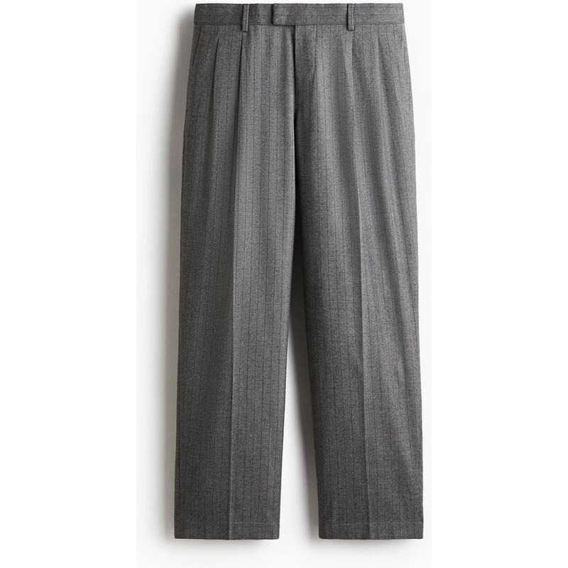 H&M - Společenské kalhoty Regular Fit - Tmavě Šedá/Úzký Proužek