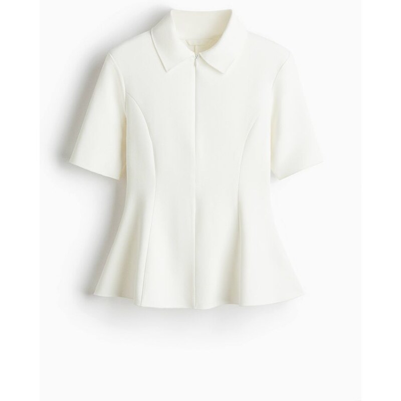 H&M - Interlockový tops límečkem - Bílá